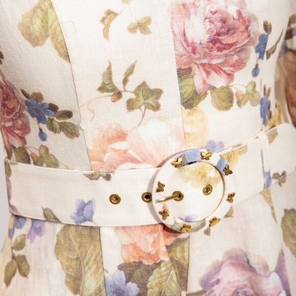 NWOT Zimmermann Luminosity Lyrical V Neck Bell Sleeve Floral  Mini Dress AU1 - Picture 4 of 9